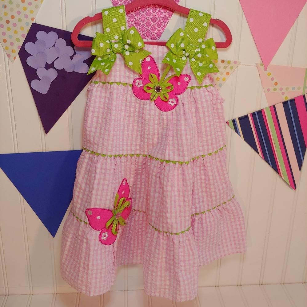 Rare Too! Toddler Girls Pink Gingham Dress size 2T